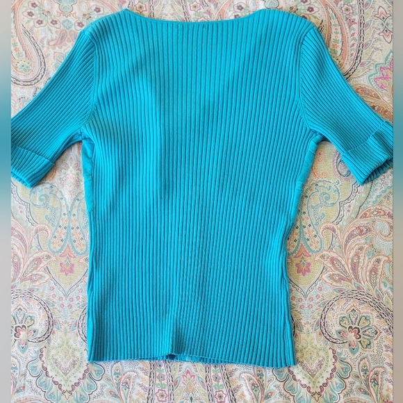 Belldini Blue Stretchy Cardigan Top - Rhinestone Zip - Size Large - Picture 4 of 9